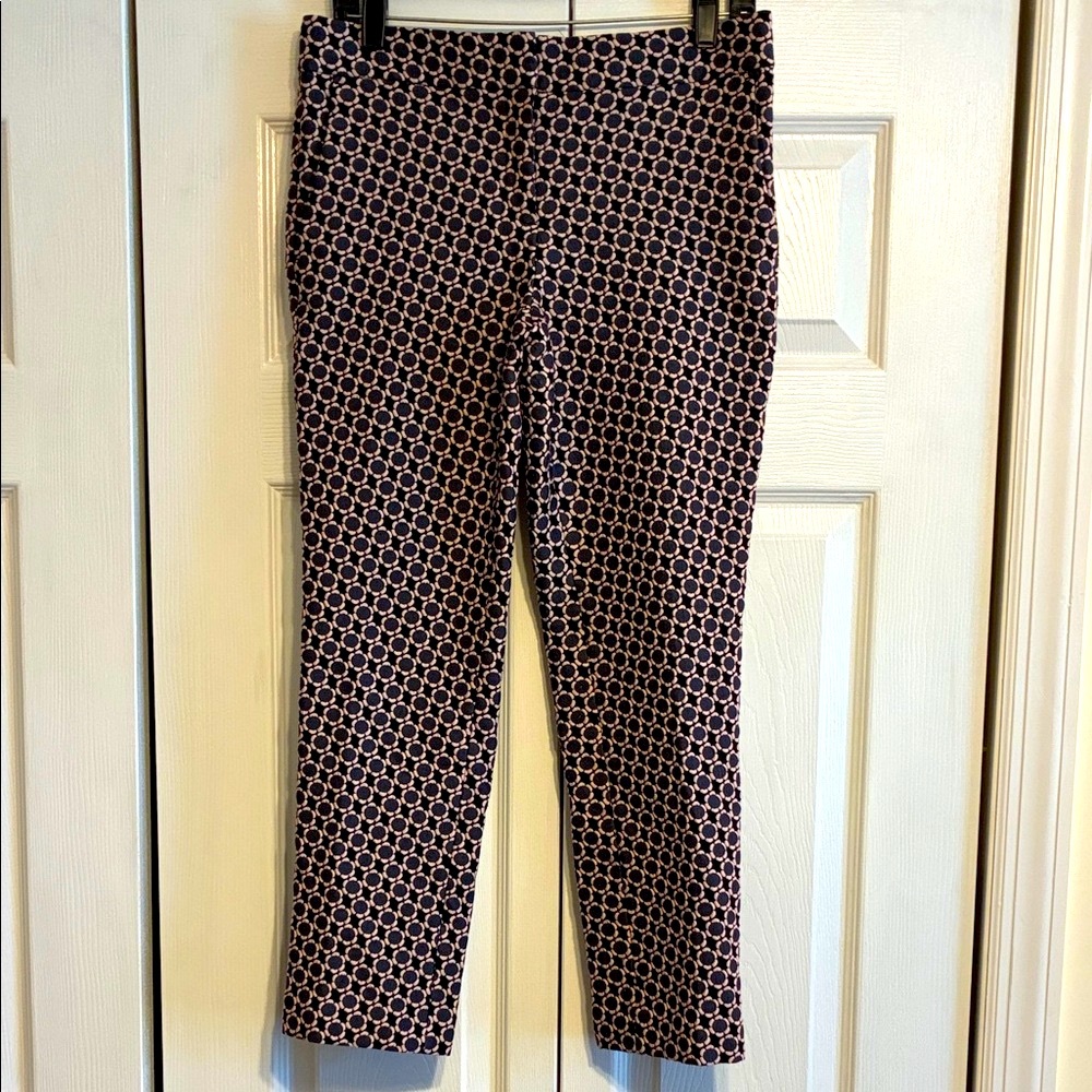Ann Taylor Black and White Geometric Textured Ankle Pants